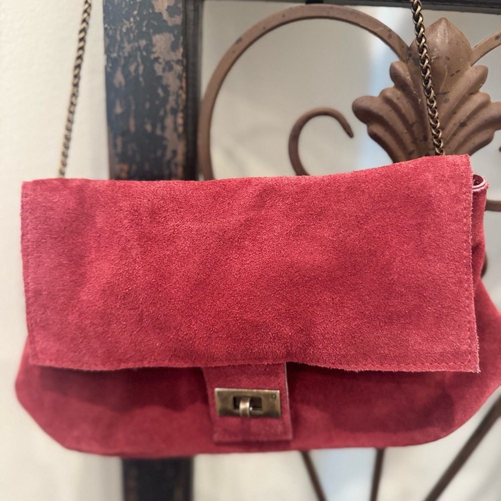 Free People Slouchy Red Suede Shoulder Bag